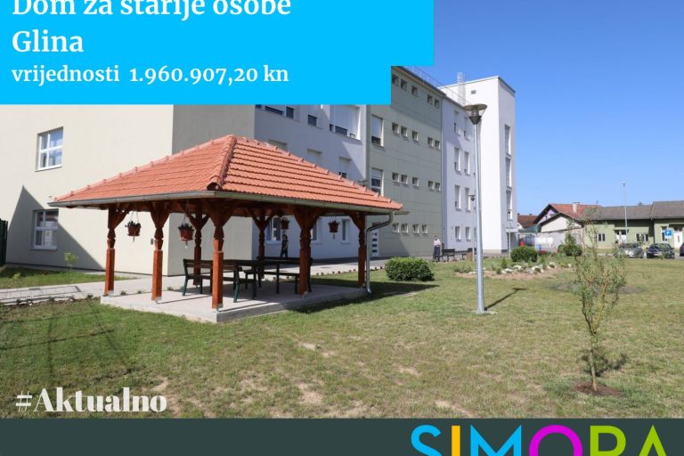 Projekt opremanja i prenamjene prostora Doma za starije u Glini provode Grad Glina , Centar za socijalnu skrb Glina, te #Smž kao osnivač Doma. Vrijednost projekta u kojem smo imali savjetodavnu ulogu je 1.960.907,20 kn.