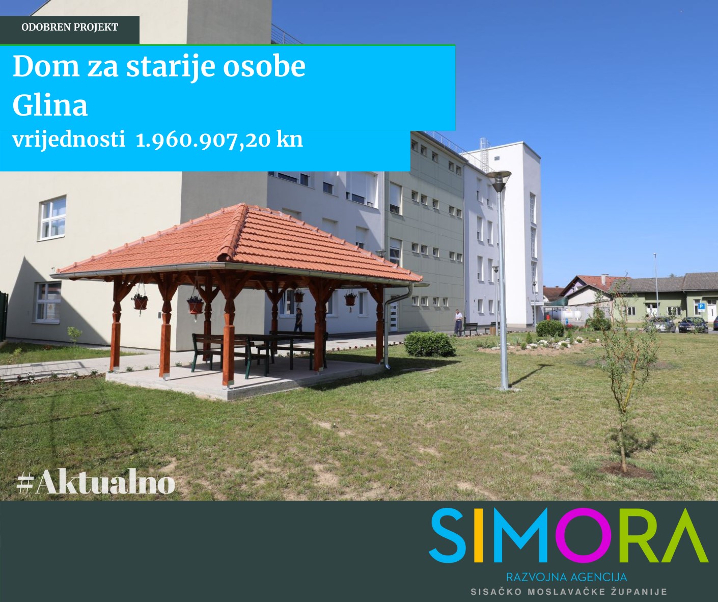 Projekt opremanja i prenamjene prostora Doma za starije u Glini provode Grad Glina , Centar za socijalnu skrb Glina, te #Smž kao osnivač Doma. Vrijednost projekta u kojem smo imali savjetodavnu ulogu je 1.960.907,20 kn.