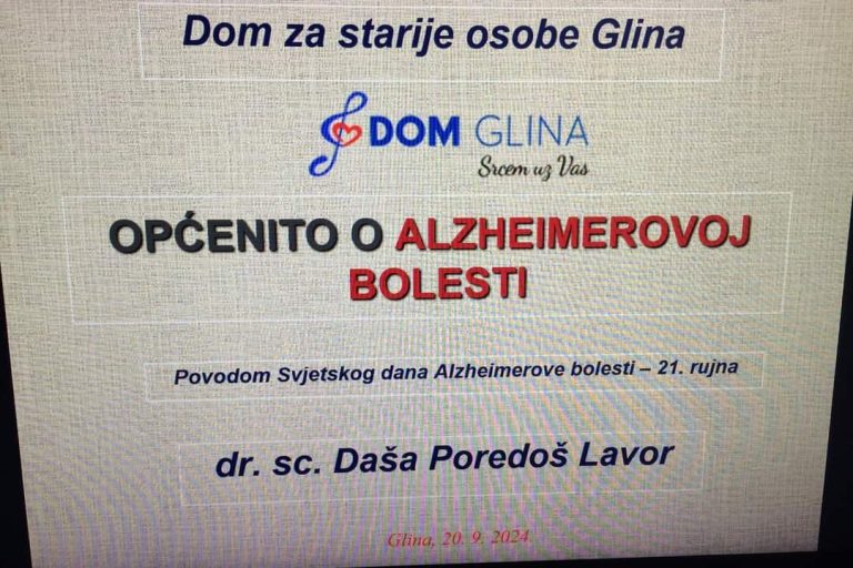 21. RUJAN - SVJETSKI DAN ALZHEIMEROVE BOLESTI I MJESEC SVJESNOSTI O ALZHEIMEROVOJ BOLESTI