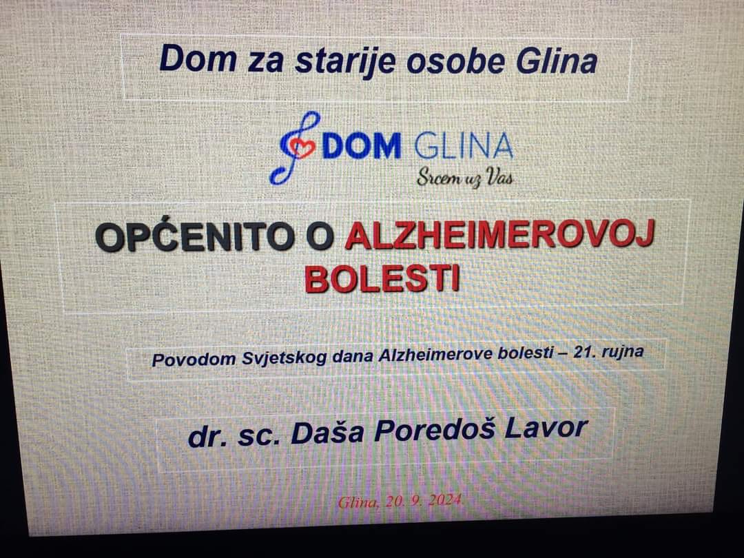 21. RUJAN - SVJETSKI DAN ALZHEIMEROVE BOLESTI I MJESEC SVJESNOSTI O ALZHEIMEROVOJ BOLESTI
